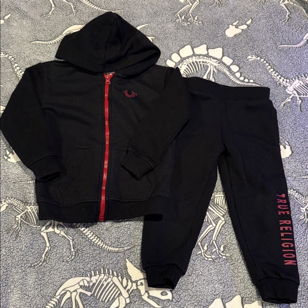 True Religion Black and Red Kids Hoodie Set